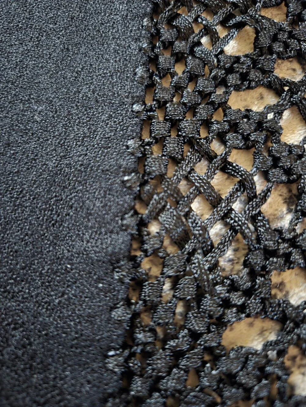 Spanish Flamenco Style Wool Blend Black Shawl With Long Fringe. Triangle Shape.
